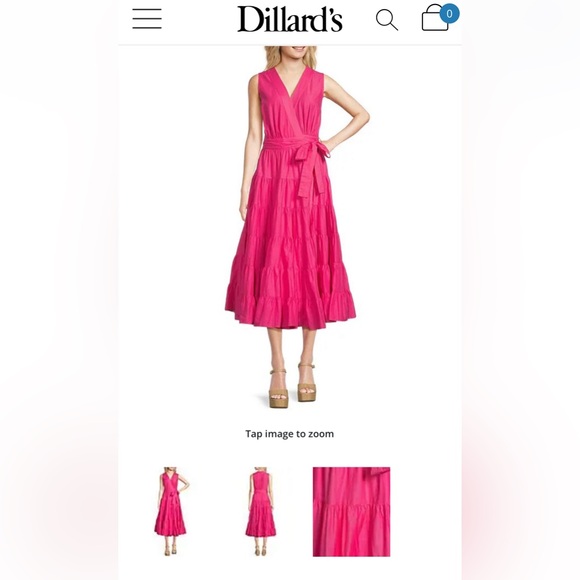 Gibson & Latimer Tiered Sleeveless Tie Waist Wrap Midi Dress - Picture 1 of 3